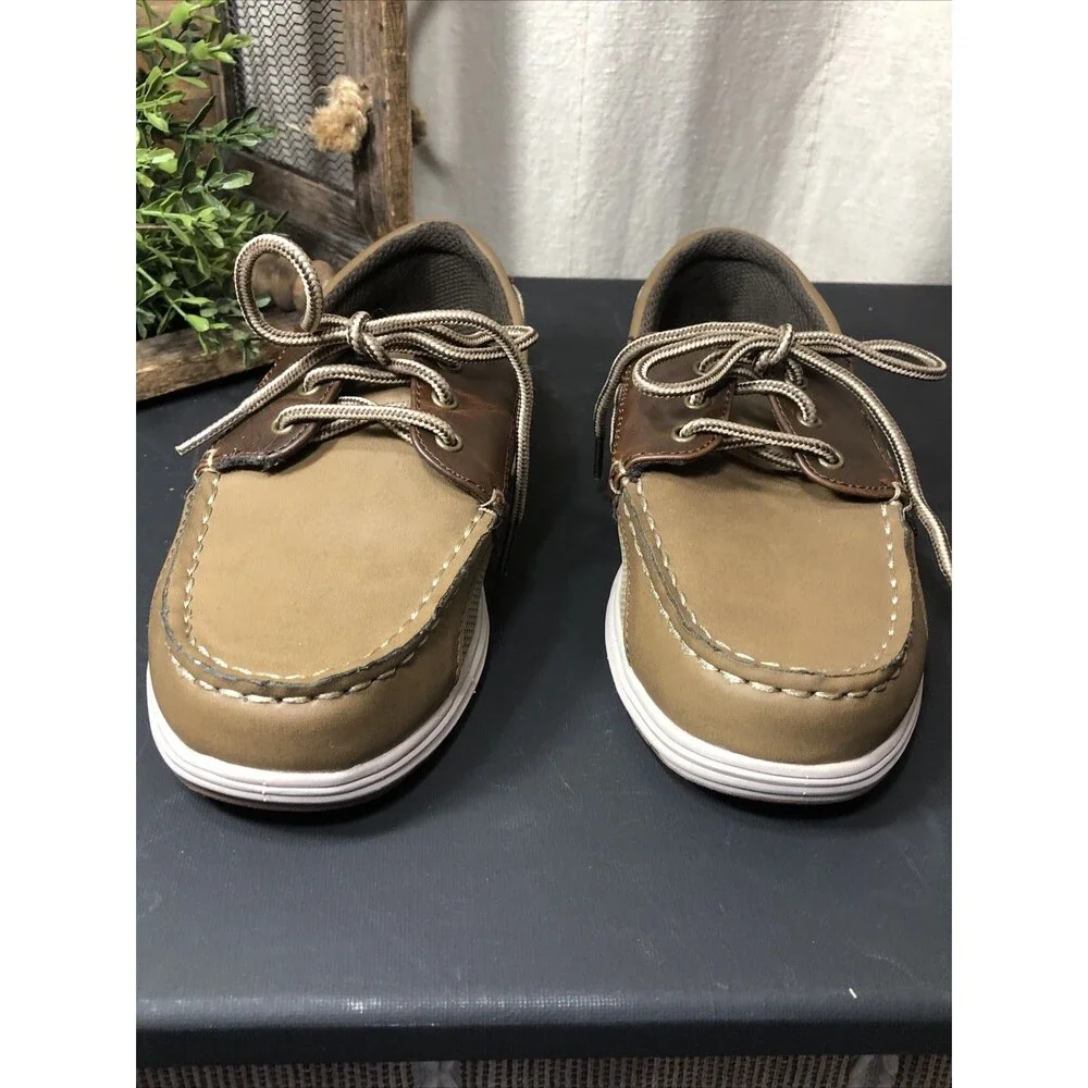 New AMERICAN EAGLE Boy's 3 Boat MOCCASINS Shoes Tan Slip-On #159290